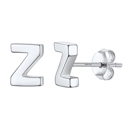 Sterling Silver Tiny Initial Letter Earrings Alphabet Studs for Women Girls Men