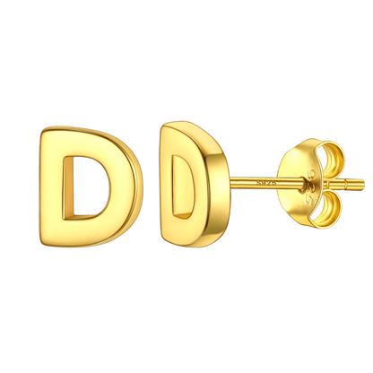 Sterling Silver Tiny Initial Letter Earrings Alphabet Studs for Women Girls Men