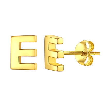Sterling Silver Tiny Initial Letter Earrings Alphabet Studs for Women Girls Men