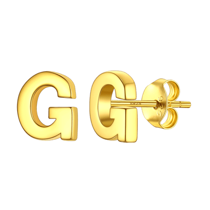 Sterling Silver Tiny Initial Letter Earrings Alphabet Studs for Women Girls Men