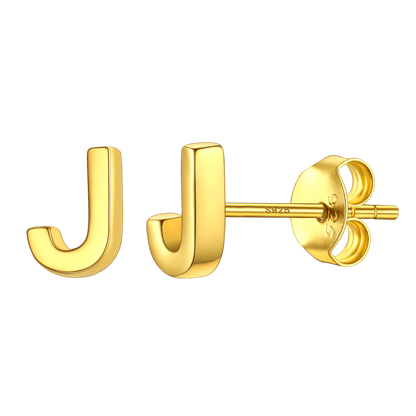 Sterling Silver Tiny Initial Letter Earrings Alphabet Studs for Women Girls Men