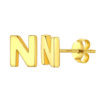 Sterling Silver Tiny Initial Letter Earrings Alphabet Studs for Women Girls Men