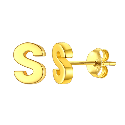 Sterling Silver Tiny Initial Letter Earrings Alphabet Studs for Women Girls Men