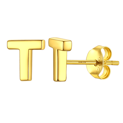 Sterling Silver Tiny Initial Letter Earrings Alphabet Studs for Women Girls Men