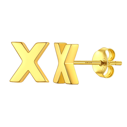 Sterling Silver Tiny Initial Letter Earrings Alphabet Studs for Women Girls Men