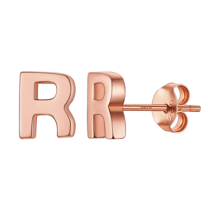 Sterling Silver Tiny Initial Letter Earrings Alphabet Studs for Women Girls Men