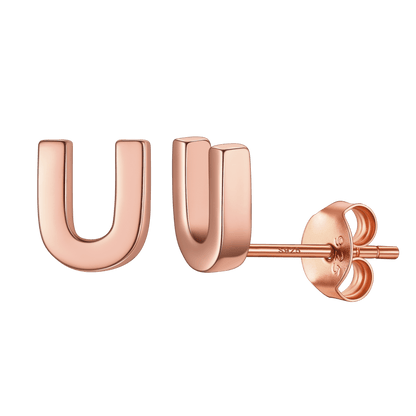 Sterling Silver Tiny Initial Letter Earrings Alphabet Studs for Women Girls Men