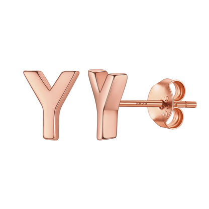 Sterling Silver Tiny Initial Letter Earrings Alphabet Studs for Women Girls Men
