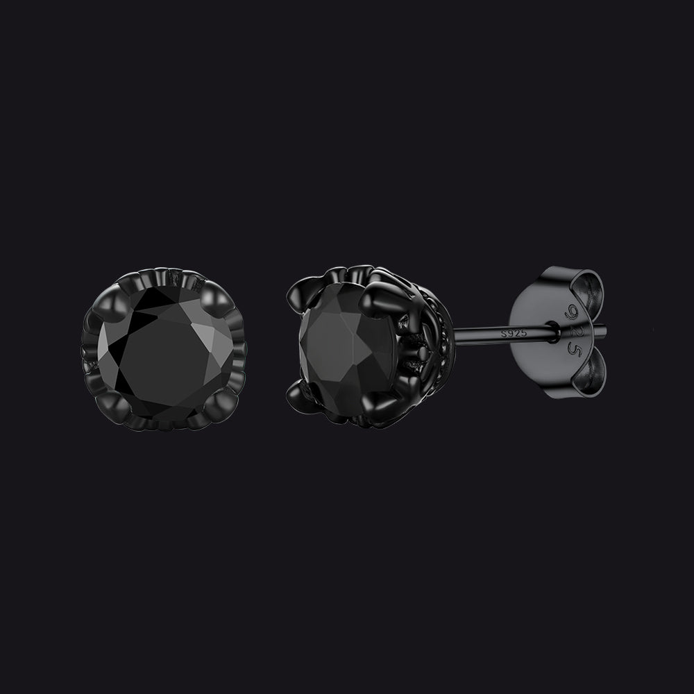5mm Black gemstone stud earrings in Sterling Silver