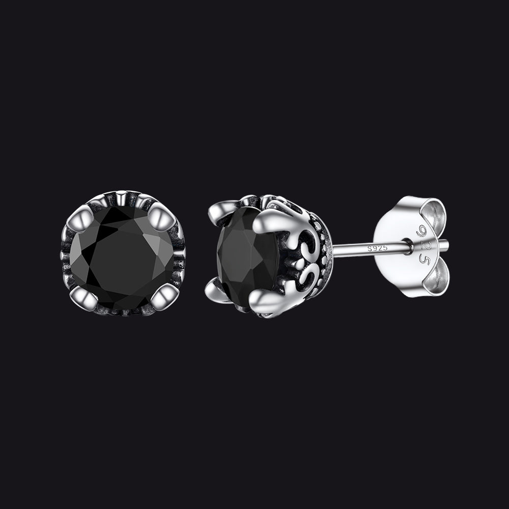5mm Black gemstone stud earrings in Sterling Silver