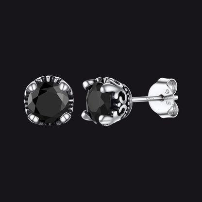 5mm Black gemstone stud earrings in Sterling Silver