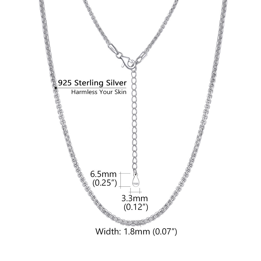 925 Sterling Silver Thin Cable Chain Necklace for Men