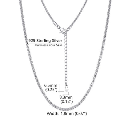 925 Sterling Silver Thin Cable Chain Necklace for Men