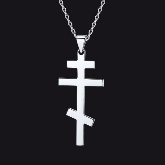 925 Silver Russian Orthodox Jesus Cross Necklace – Religious Jewelry for Menimg