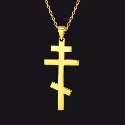 Gold 925 Silver Russian Orthodox Jesus Cross Necklace