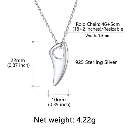 925 Sterling Silver Wolf Tooth Necklace