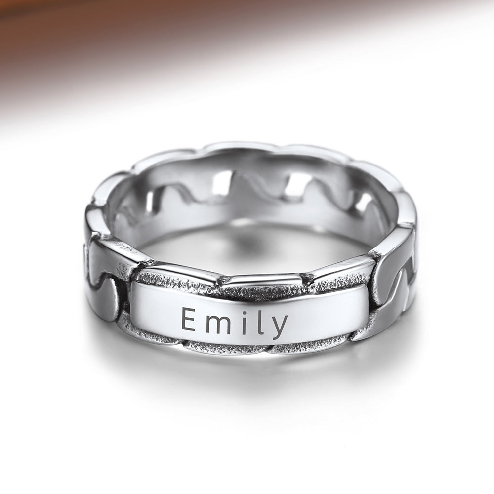 Personalized Cuban Link Chain Rings for Couple Valentines Day Gifts