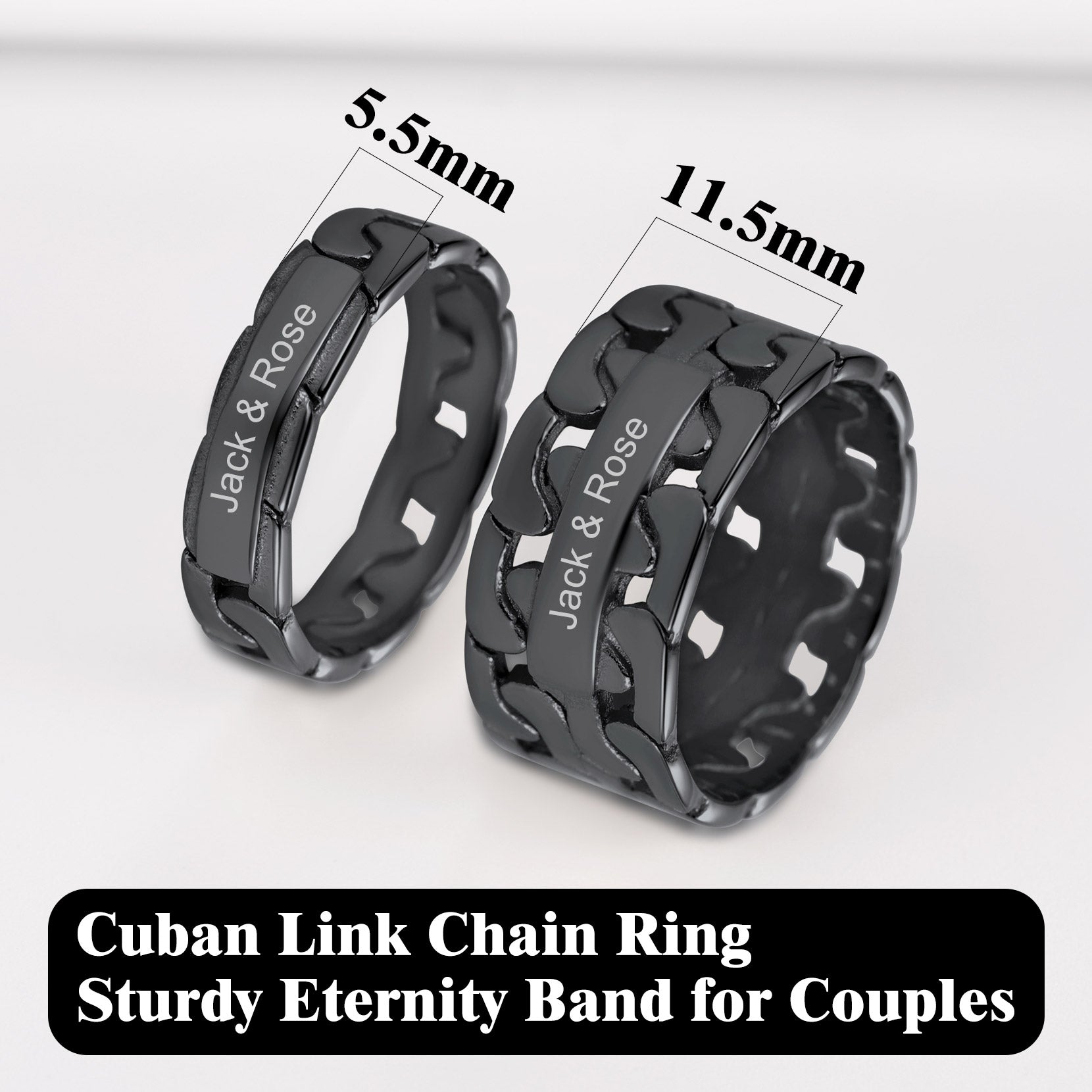 Personalized Cuban Link Chain Rings for Couple Valentines Day Gifts