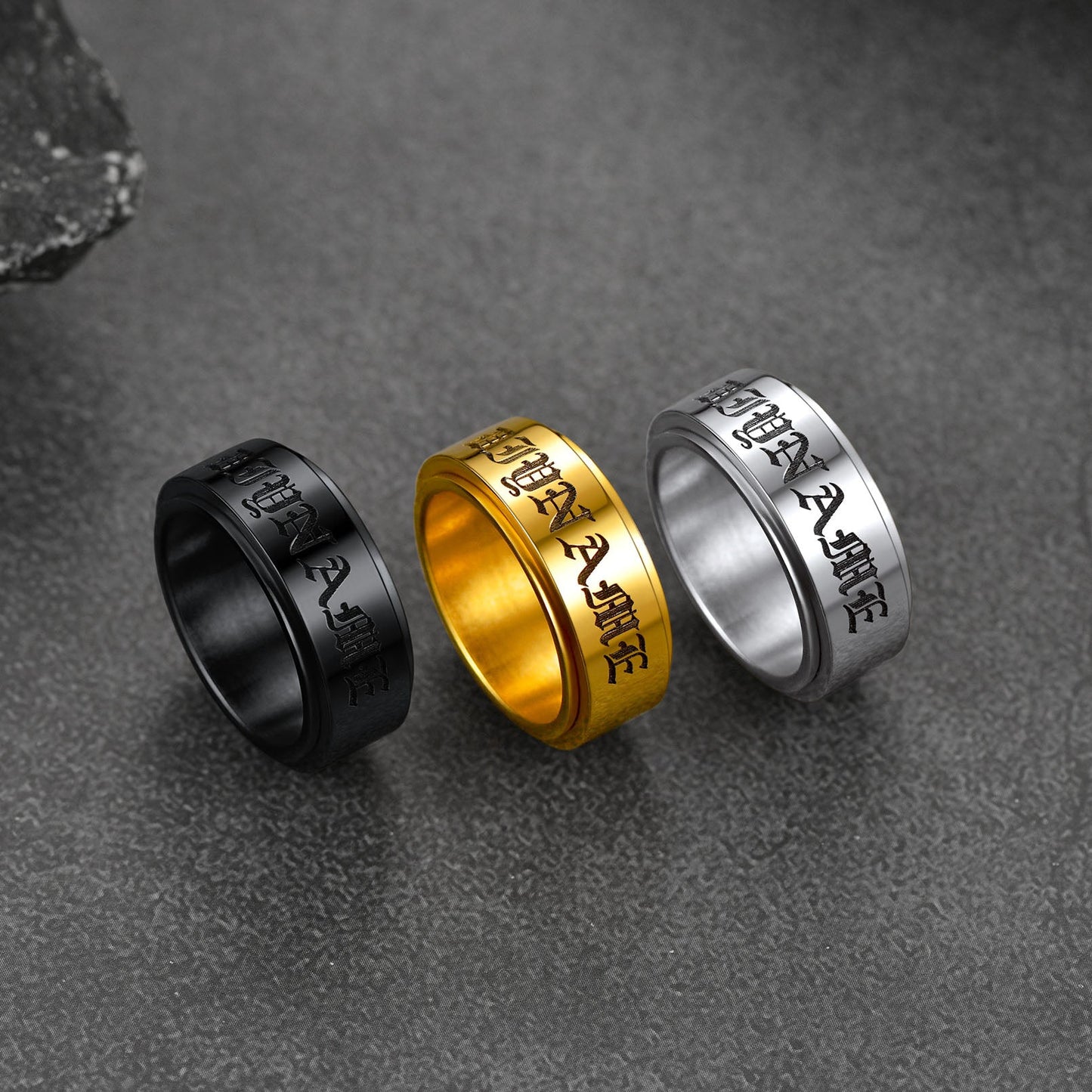 Custom Fidget Spinner Anxiety Rings for Men Women, 9mm/15mm FaithHeart Jewelry