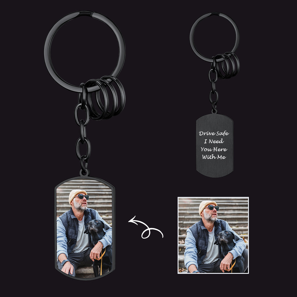 Personalized Dog Tag Keychain With Picture for Men Women FaithHeart Jewelry
