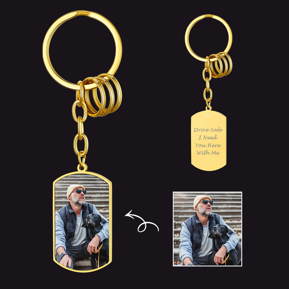 Personalized Dog Tag Keychain With Picture for Men Women FaithHeart Jewelry