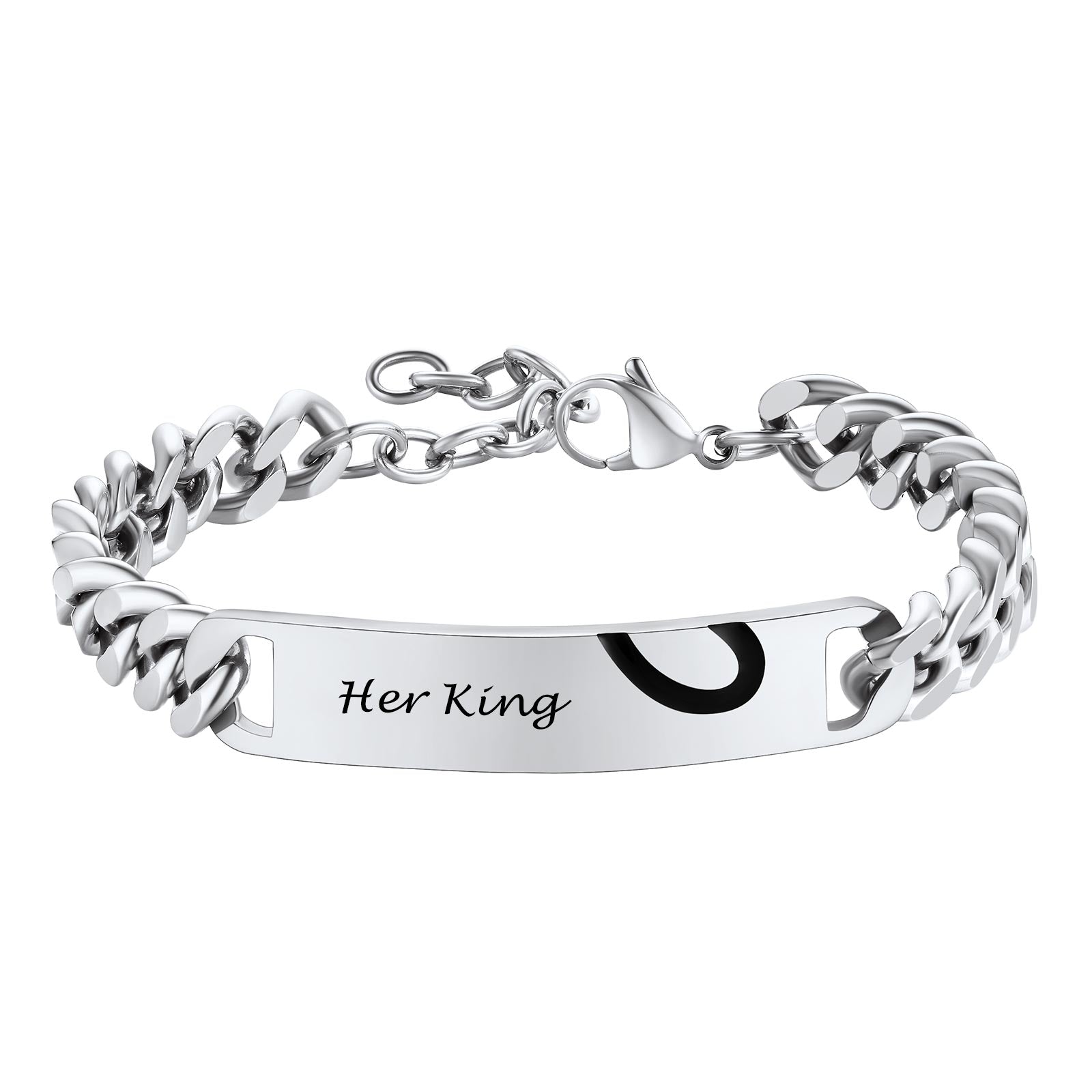 Personalized Engraving Heart Couple ID Bracelet for Men Women BIRTHSTONES JEWELRY INC