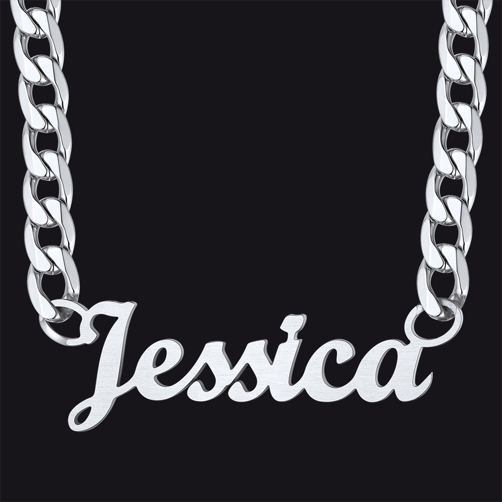 Custom Nameplate Choker Necklace with Curb Chains for Men