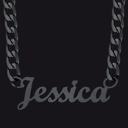 Custom Nameplate Choker Necklace with Curb Chains for Men