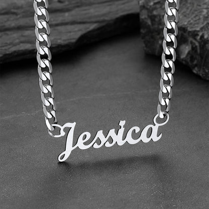 Custom Nameplate Choker Necklace with Curb Chains for Men