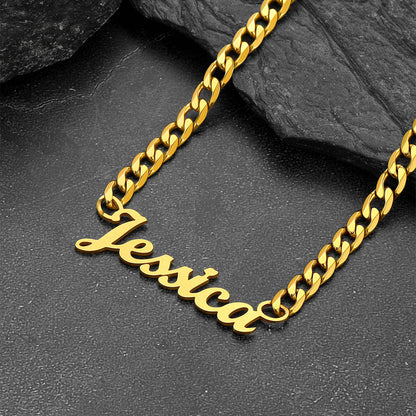 Custom Nameplate Choker Necklace with Curb Chains for Men