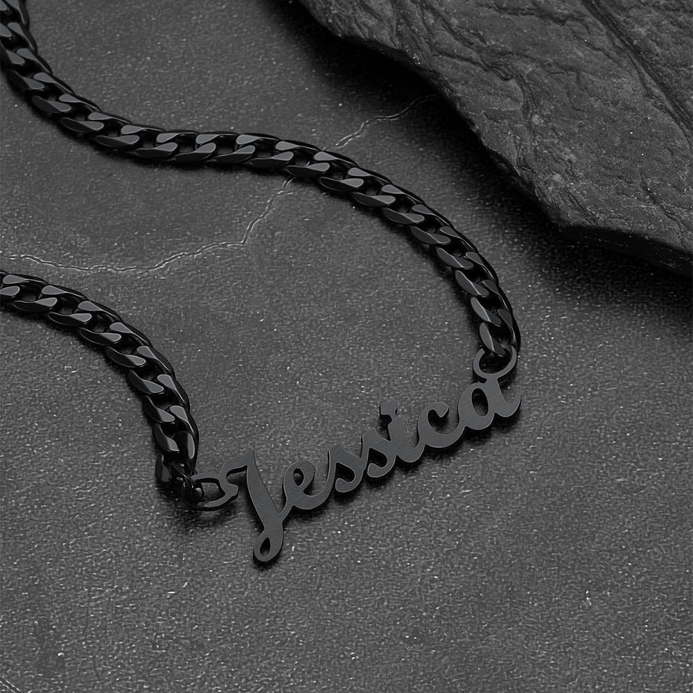 Custom Nameplate Choker Necklace with Curb Chains for Men