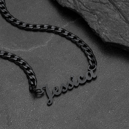 Custom Nameplate Choker Necklace with Curb Chains for Men