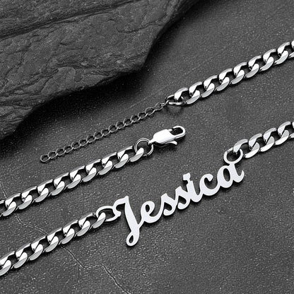 Custom Nameplate Choker Necklace with Curb Chains for Men