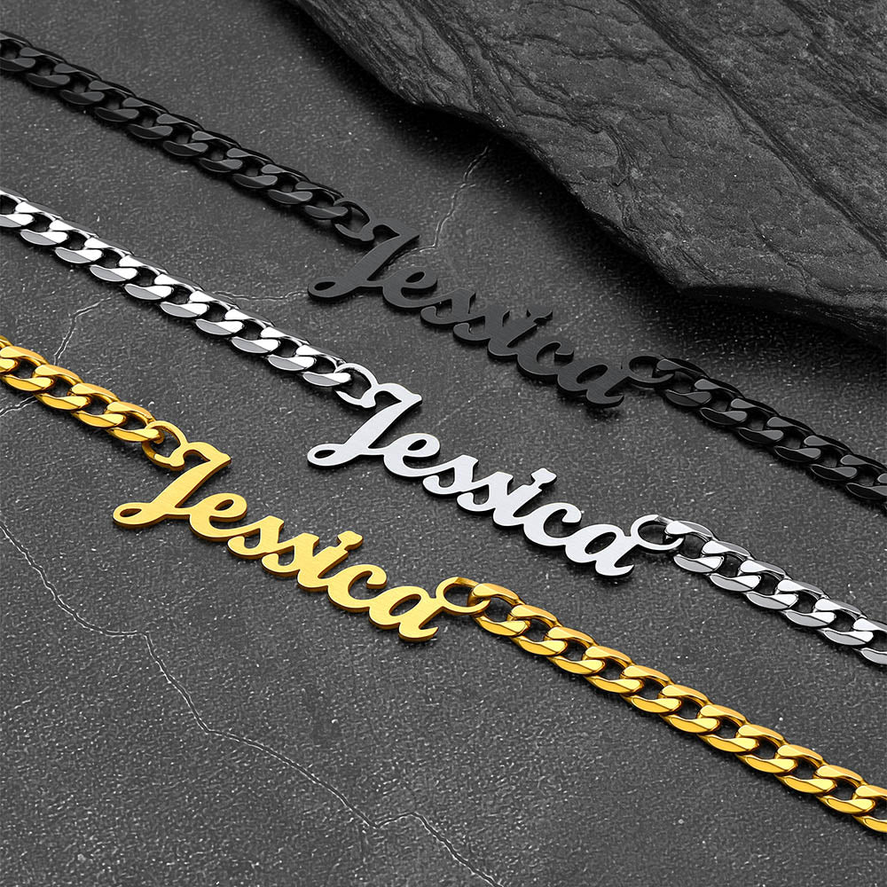 Custom Nameplate Choker Necklace with Curb Chains for Men