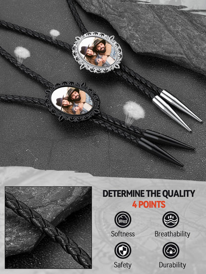 Personalized Photo Bolo Ties Picture Leather Necktie for Men