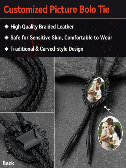 Personalized Photo Bolo Ties Picture Leather Necktie for Men