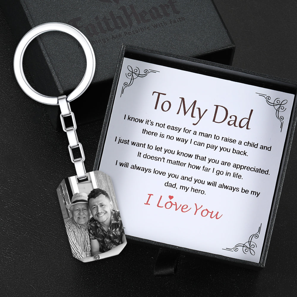 Personalized Photo Dog Tag Keychain With Engraving FaithHeart Jewelry