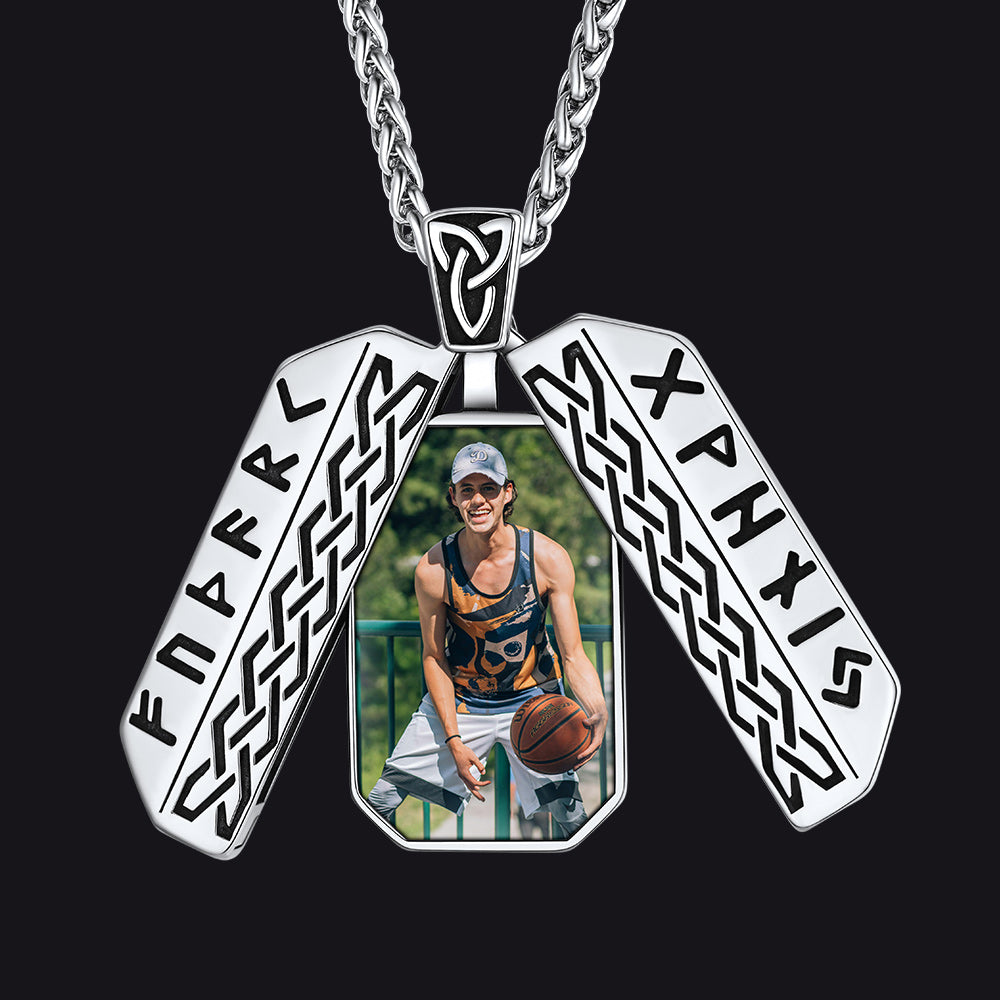 Personalized Picture Lockets Dog Tag Necklaces for Men