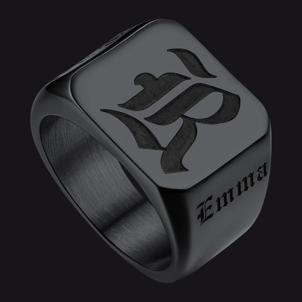 Personalized Initial Name Signet Rings Gifts for Boys Father Men FaithHeart Jewelry