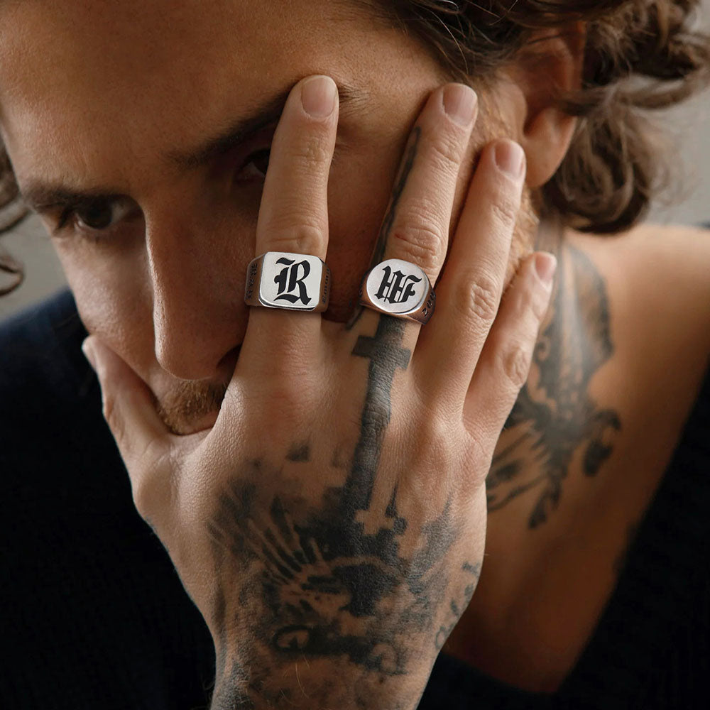 Personalized Initial Name Signet Rings Gifts for Boys Father Men FaithHeart Jewelry
