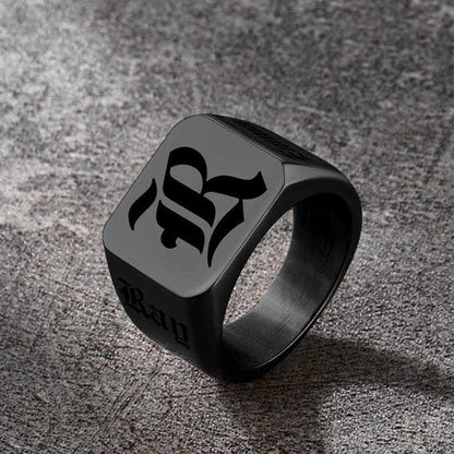 Personalized Initial Name Signet Rings Gifts for Boys Father Men FaithHeart Jewelry