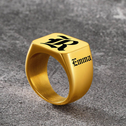 Personalized Initial Name Signet Rings Gifts for Boys Father Men FaithHeart Jewelry