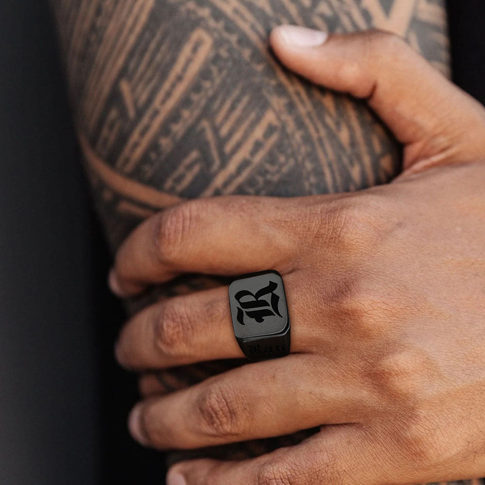 Personalized Initial Name Signet Rings Gifts for Boys Father Men FaithHeart Jewelry