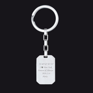 Personalized Text Dog Tag Keychain for Men Women
