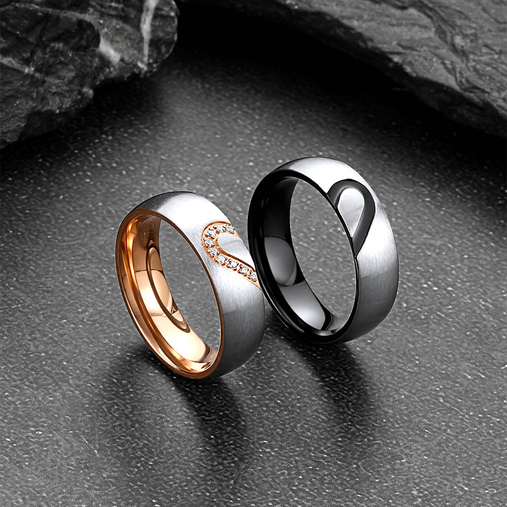 Personalized Heart Matching Couple Rings for Men Wmen BF Gift