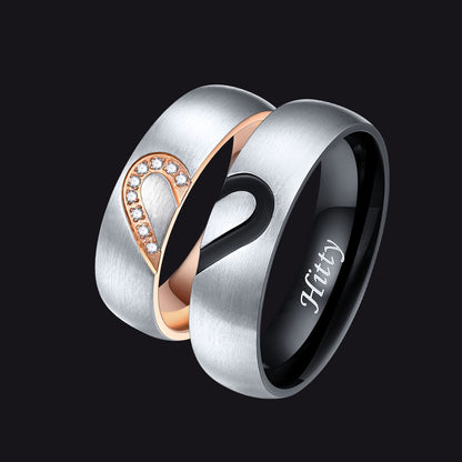 Personalized Heart Matching Couple Rings for Men Wmen BF Gift