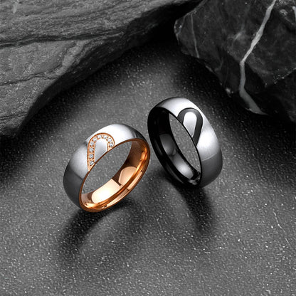 Personalized Heart Matching Couple Rings for Men Wmen BF Gift