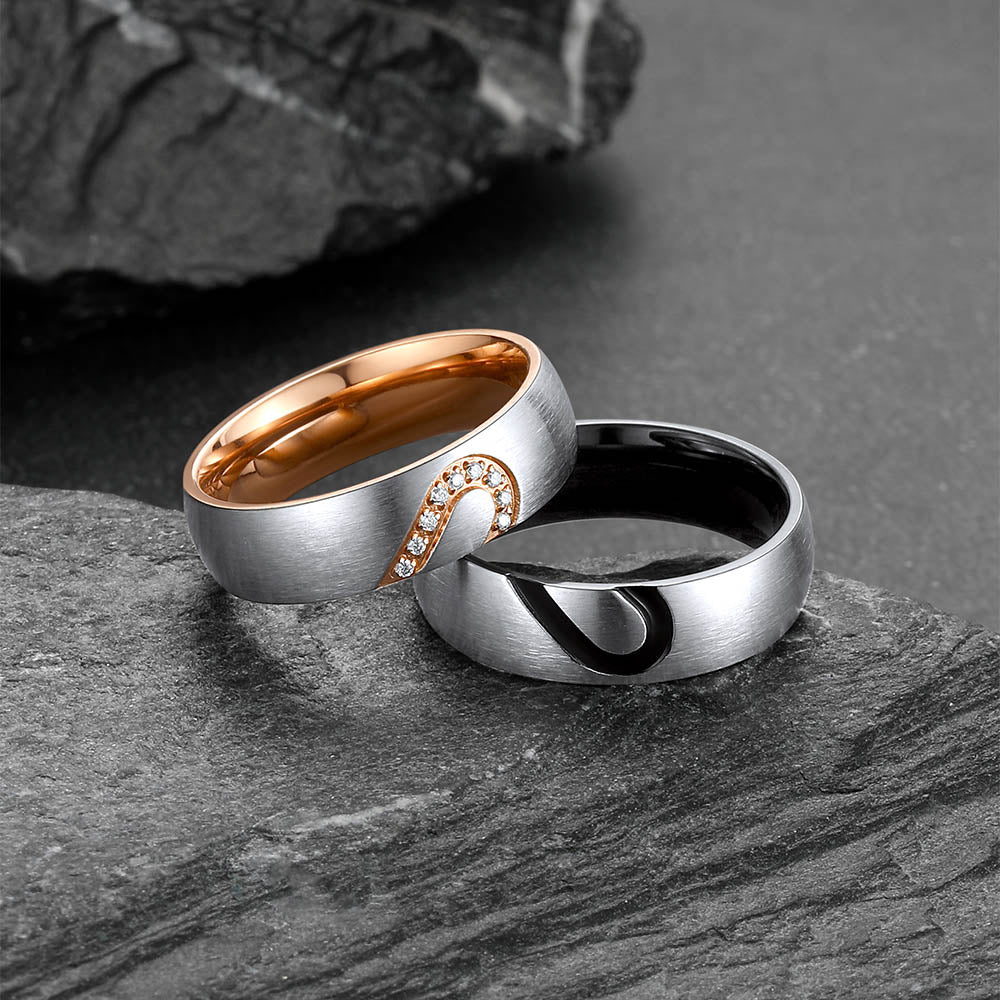 Personalized Heart Matching Couple Rings for Men Wmen BF Gift