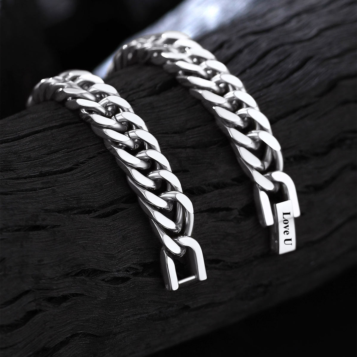Secure clasp close up for Miami Cuban link bracelet – stainless steel lobster clasp