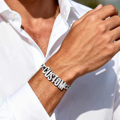 Personalized Name Cuban Link Chain Bracelet for Men